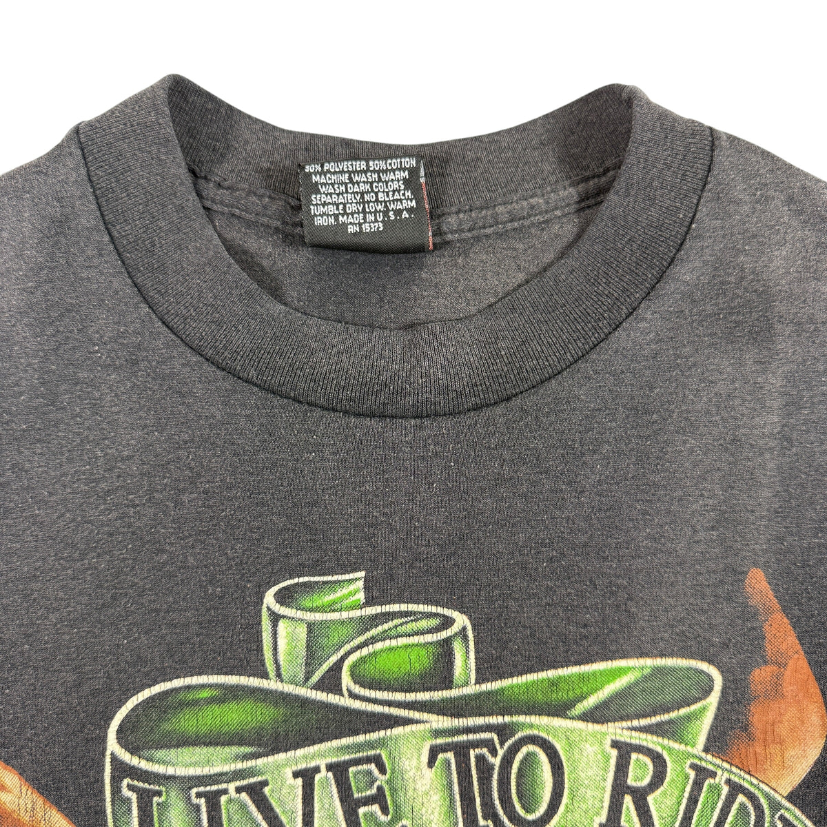 90's Harley-Davidson 3D Emblem LIVE TO RIDE / RIDE TO LIVE イーグル ブラック Tシャツ XL 首元と洗濯タグ引き（50% POLYESTER 50% COTTON / MADE IN U.S.A. / RN 15373）