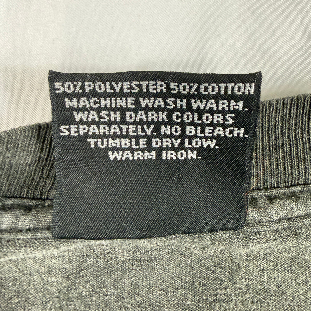 90's Harley-Davidson 3D Emblem 雷イーグル ダークグレー Tシャツ XL 素材・洗濯表示タグ 50% POLYESTER 50% COTTON MACHINE WASH WARM