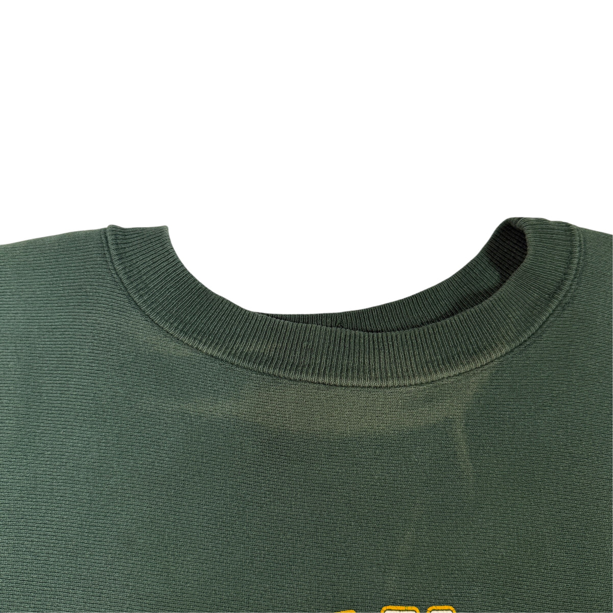 90's Champion リバースウィーブ NFL PRO LINE GREEN BAY PACKERS グリーン スウェット XXL 首元の前側の色抜け