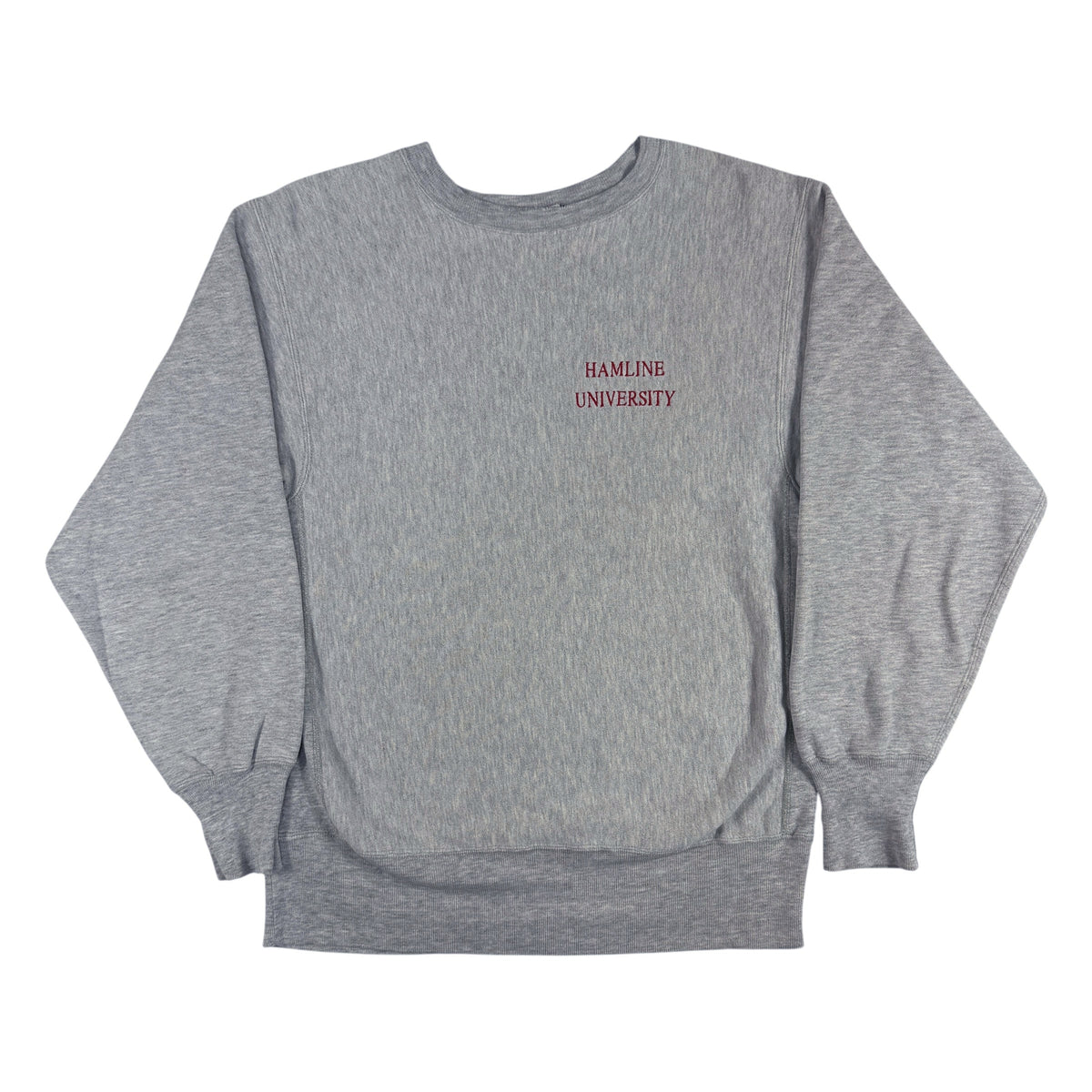 90's Champion リバースウィーブ HAMLINE UNIVERSITY 刺繍 グレー スウェット L 正面全体