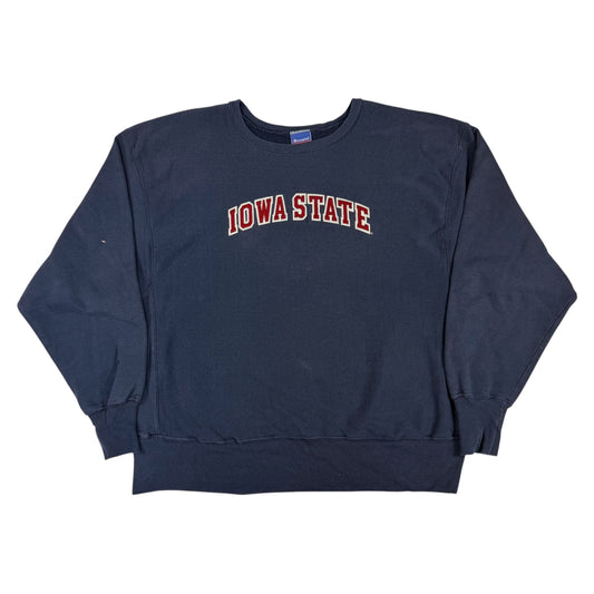 00年代 チャンピオン リバースウィーブ IOWA STATE アイオワ州立大学 ネイビー スウェット XXL 正面