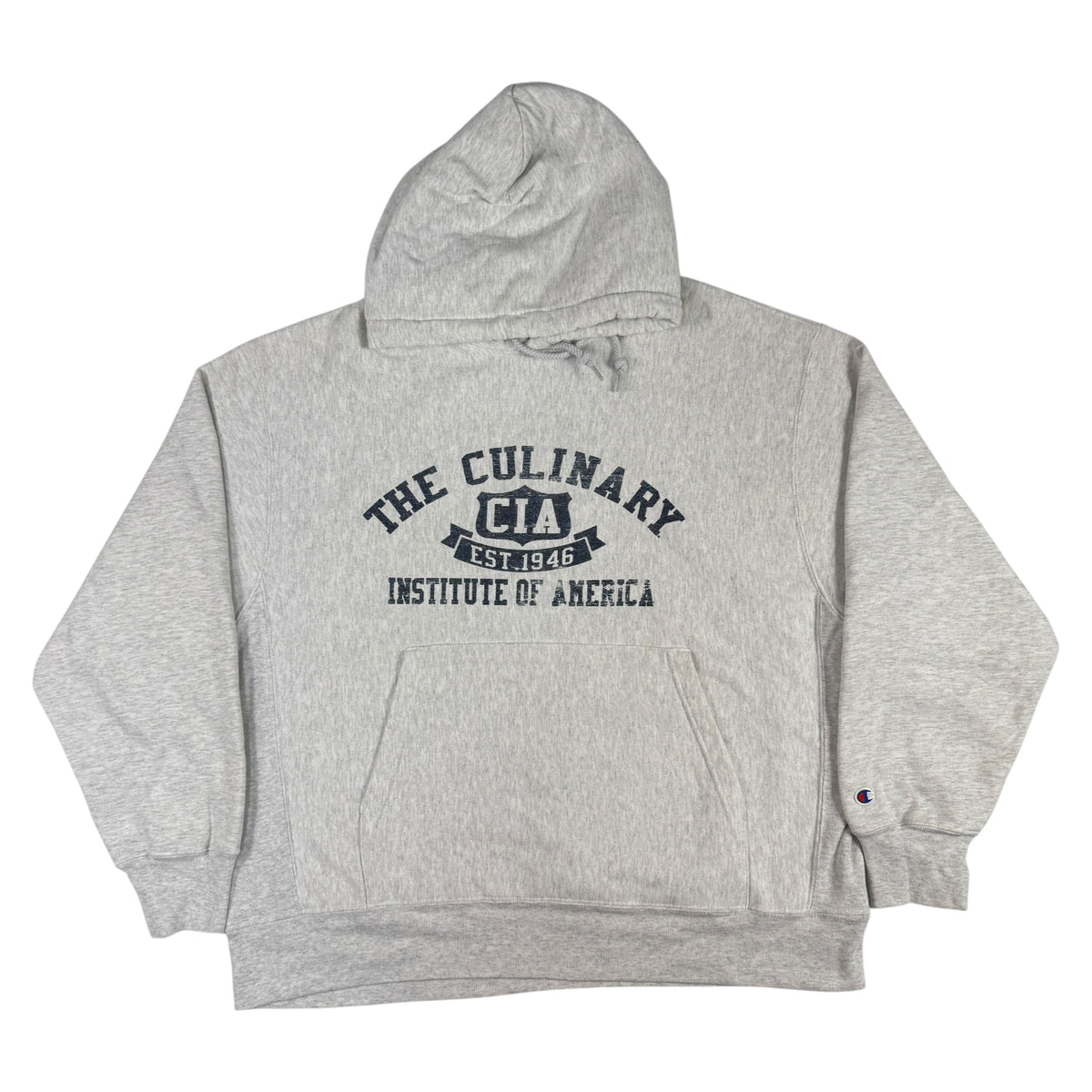 00年代 チャンピオン リバースウィーブ THE CULINARY INSTITUTE OF AMERICA グレー パーカー XL 正面