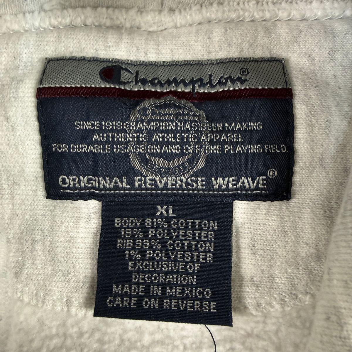 首元 Champion ORIGINAL REVERSE WEAVE タグ XL MADE IN MEXICO