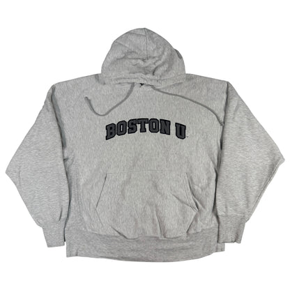 00年代 チャンピオン リバースウィーブ BOSTON U グレー パーカー XL 正面