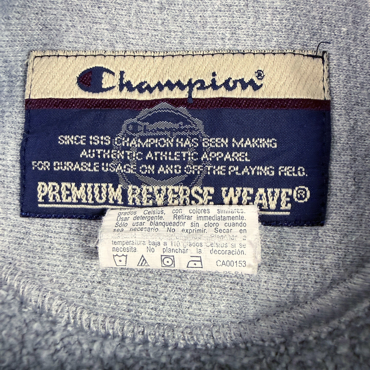 首元 Champion PREMIUM REVERSE WEAVE タグ