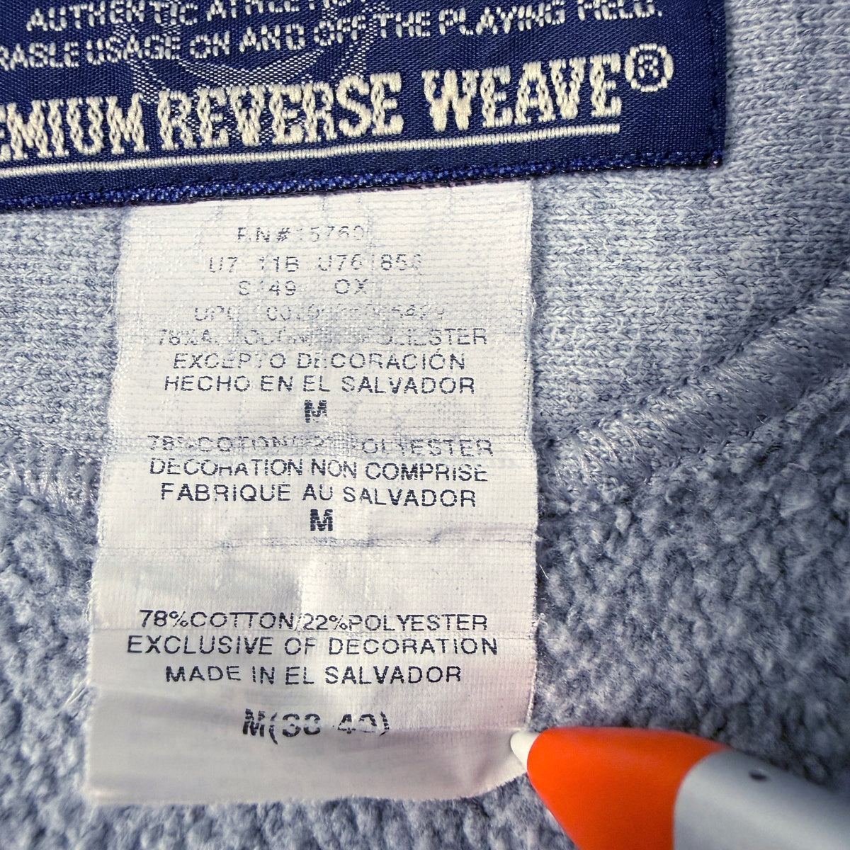 洗濯表示タグ コットン78% ポリエステル22% MADE IN EL SALVADOR M