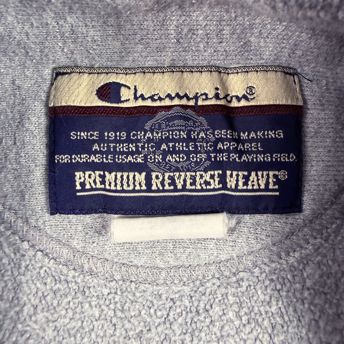 首元 Champion PREMIUM REVERSE WEAVE タグ
