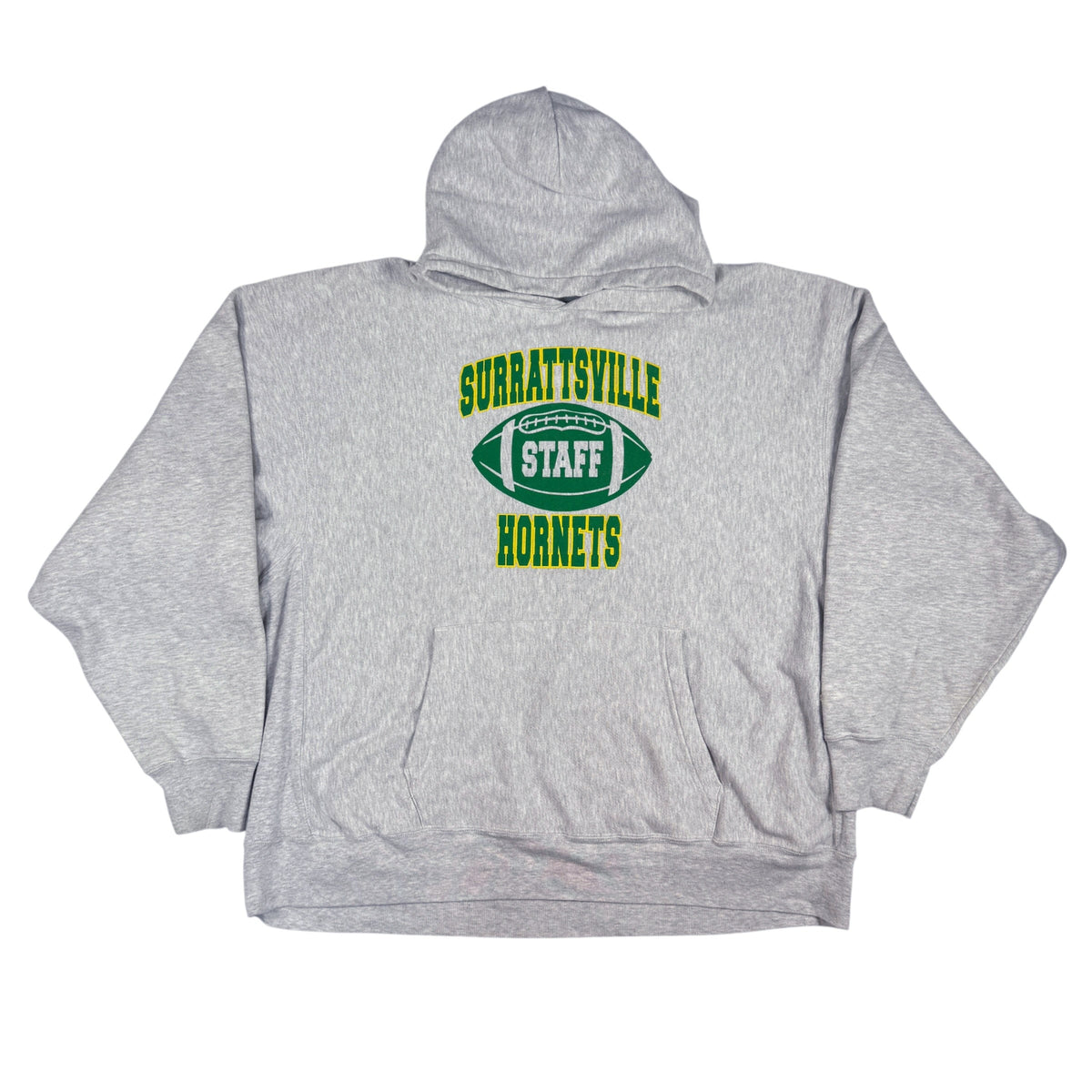 00年代 チャンピオン プレミアムリバースウィーブ SURRATTSVILLE HORNETS STAFF グレー パーカー 正面
