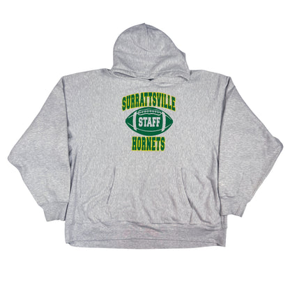 00年代 チャンピオン プレミアムリバースウィーブ SURRATTSVILLE HORNETS STAFF グレー パーカー 正面
