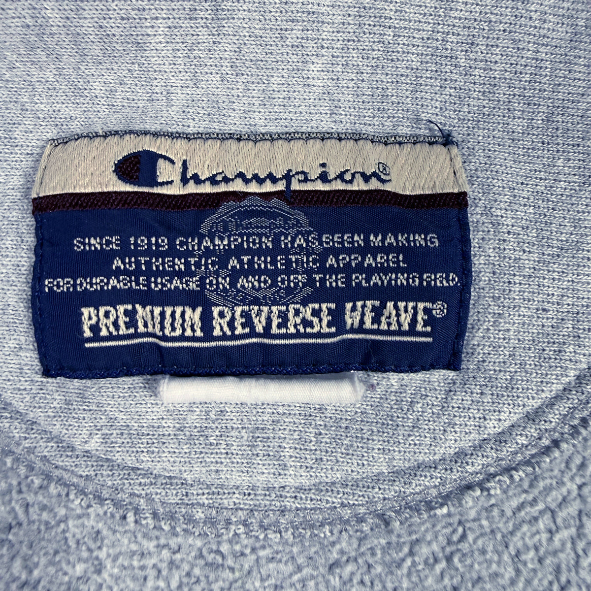 首元 Champion PREMIUM REVERSE WEAVE タグ