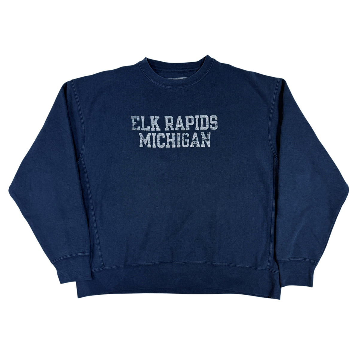 00年代 チャンピオン リバースウィーブ ELK RAPIDS MICHIGAN ネイビー スウェット XL 正面