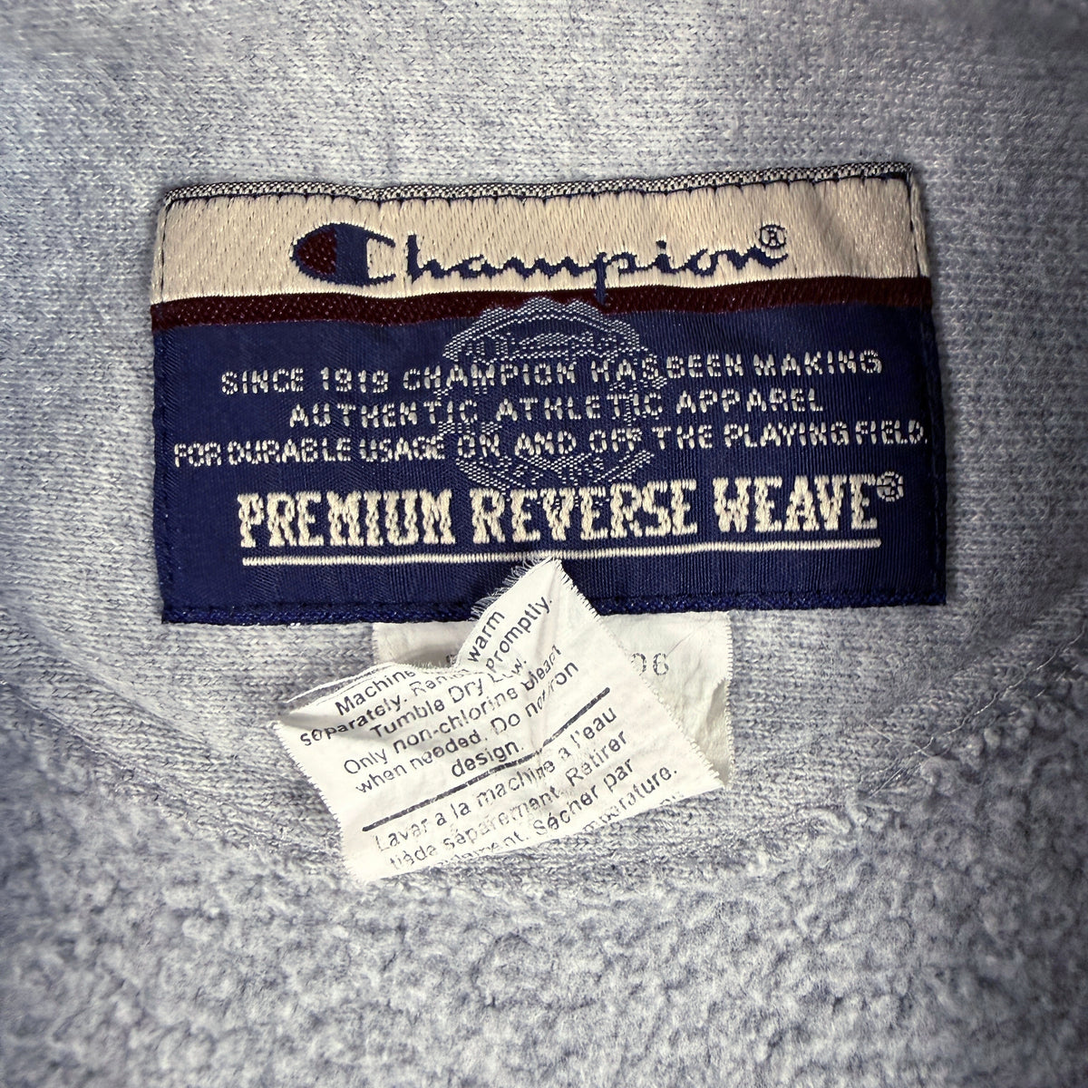 Champion PREMIUM REVERSE WEAVE タグ
