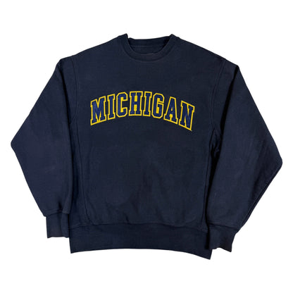 00's Champion リバースウィーブ MICHIGAN ネイビー スウェット S 正面