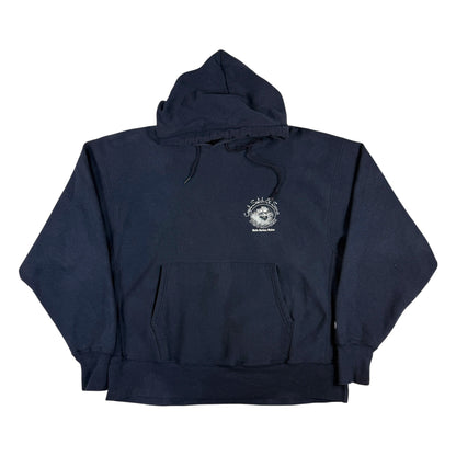00年代 チャンピオン リバースウィーブ Capt. Satch & Sons ネイビー パーカー XL 正面