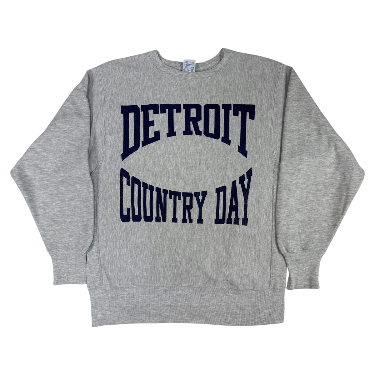 90年代 チャンピオン リバースウィーブ DETROIT COUNTRY DAY グレー スウェット L 正面
