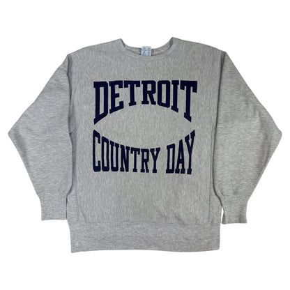 90年代 チャンピオン リバースウィーブ DETROIT COUNTRY DAY グレー スウェット L 正面