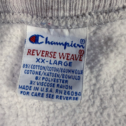 Champion REVERSE WEAVE 刺繍タグ XX-LARGE コットン89% ポリエステル8% レーヨン3% MADE IN U.S.A. RN 26094（タグまわりに汚れ）