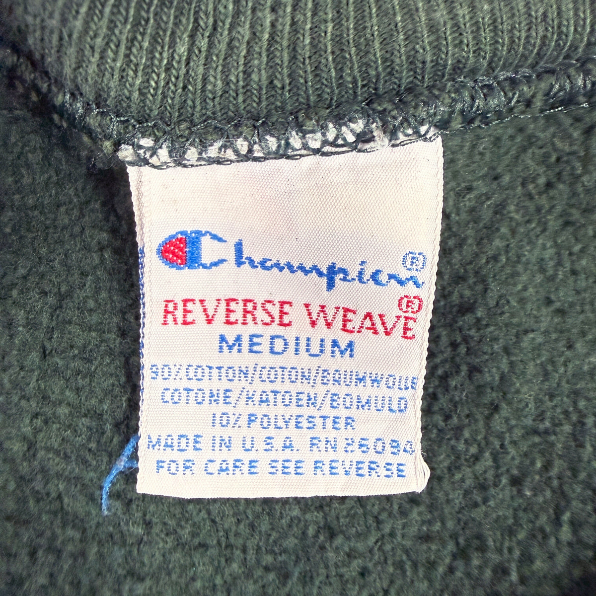 Champion REVERSE WEAVE 刺繍タグ MEDIUM コットン90% ポリエステル10% MADE IN U.S.A. RN 26094