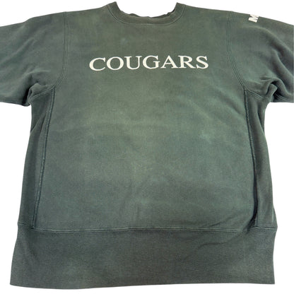 90's Champion リバースウィーブ COUGARS MKA グリーン スウェット L 正面 平置き