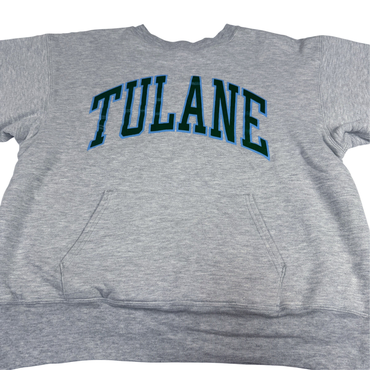 80's Champion ダブルフェイス TULANE グレー スウェット L 正面 平置き