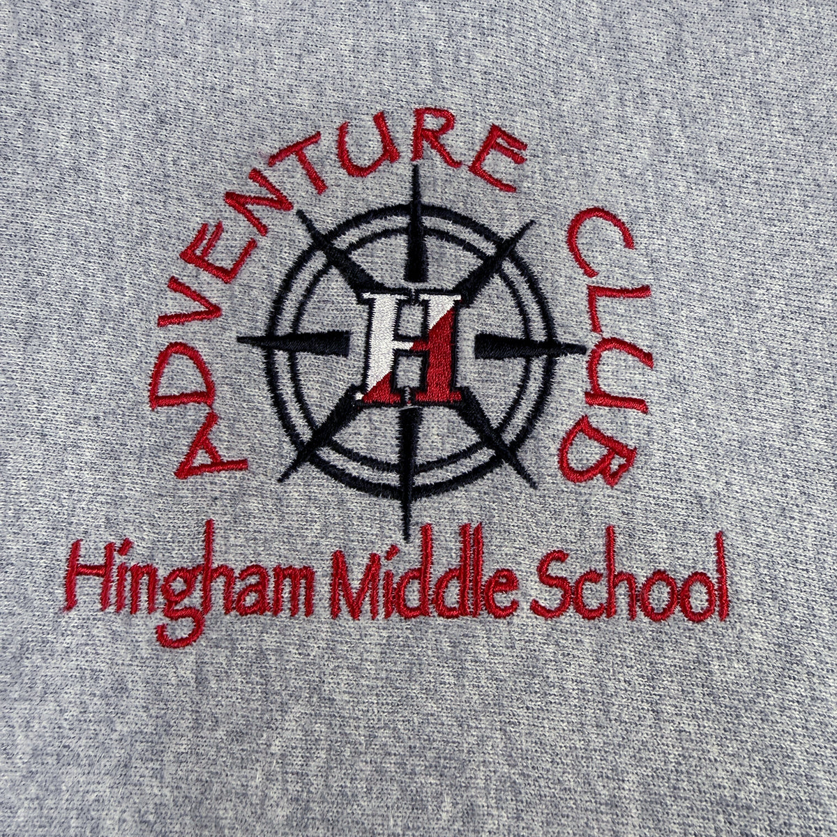 00's Champion プレミアムリバースウィーブ Hingham ADVENTURE CLUB グレー パーカー L ADVENTURE CLUB Hingham Middle School 刺繍 寄り