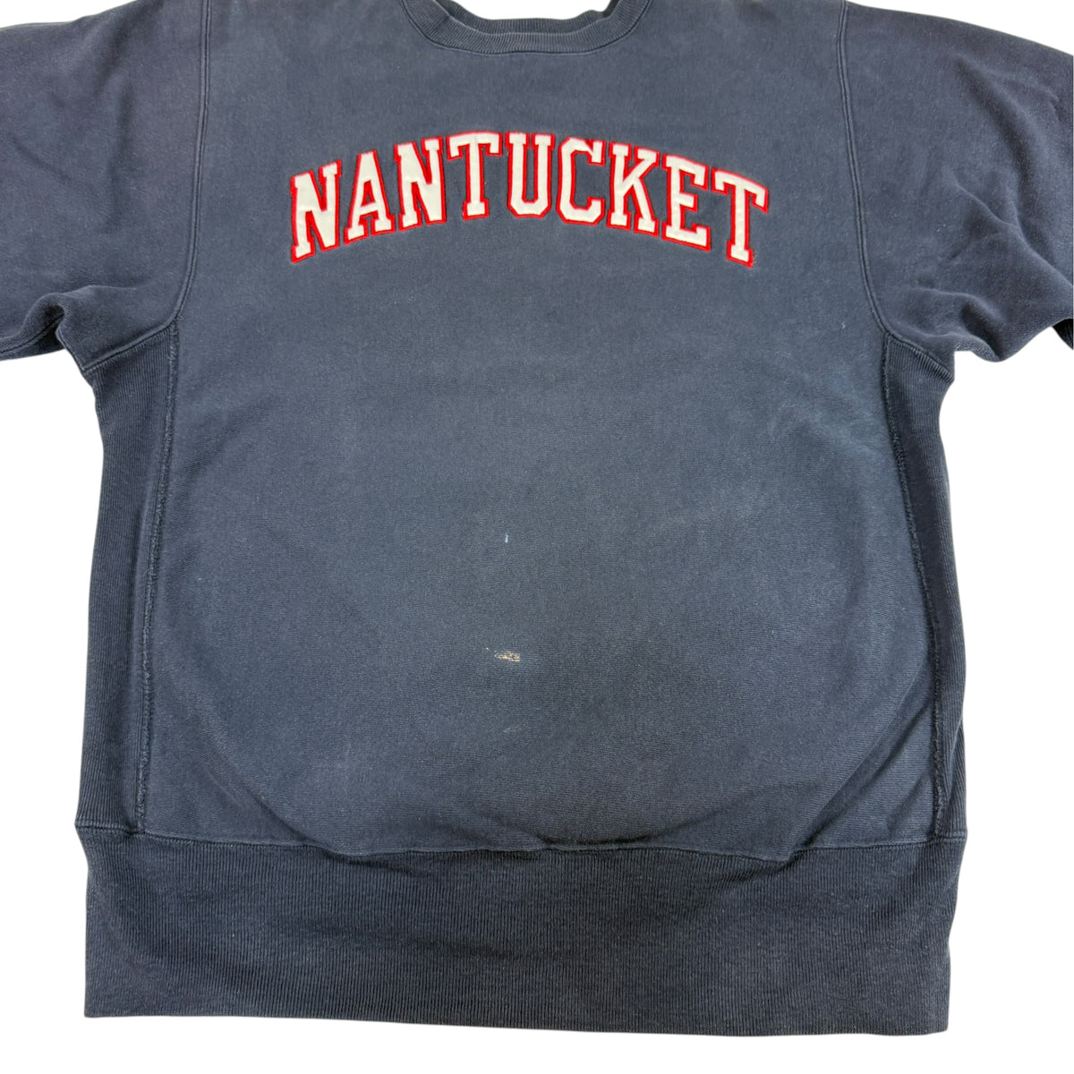 90's Champion リバースウィーブ NANTUCKET ネイビー スウェット XL 正面 平置き