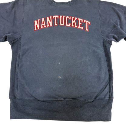 90's Champion リバースウィーブ NANTUCKET ネイビー スウェット XL 正面 平置き