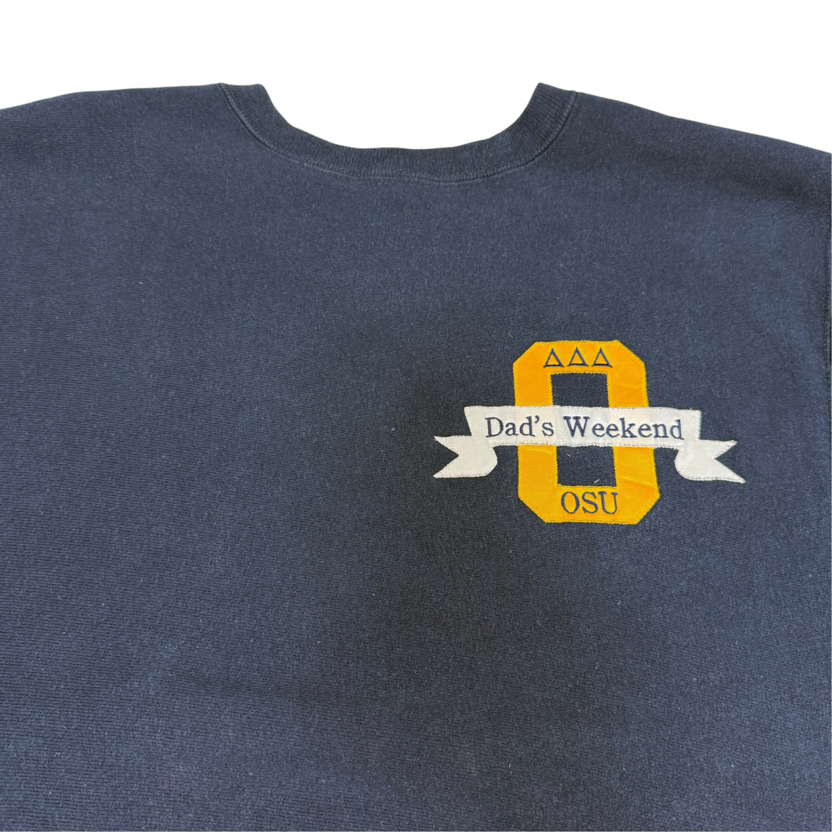 90's Champion リバースウィーブ Dad's Weekend OSU ネイビー スウェット XL 左胸のワッペン 上半身