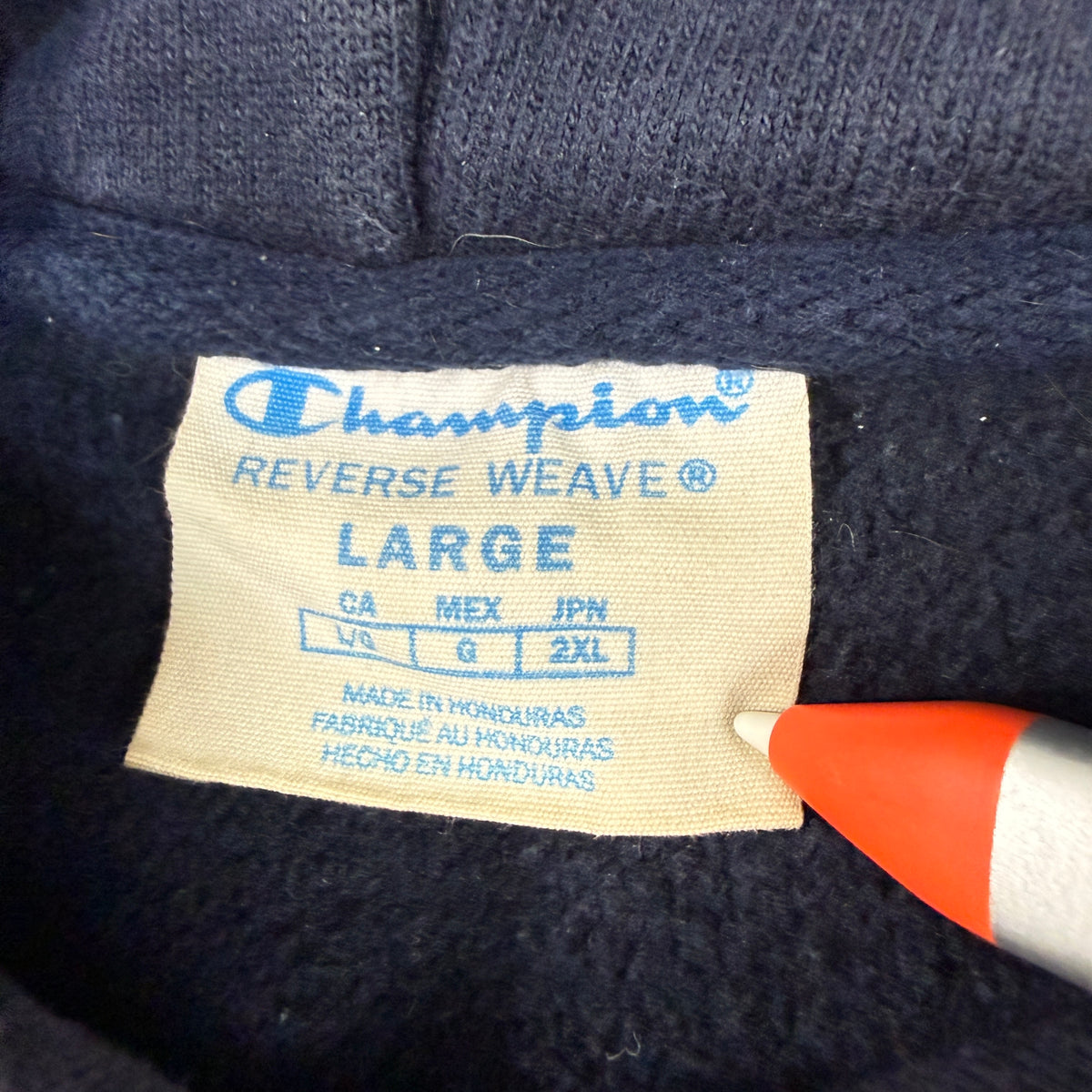 Champion REVERSE WEAVE タグ LARGE MADE IN HONDURAS