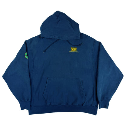 Champion プレミアム リバースウィーブ ATLANTIC 企業ロゴ刺繍 パーカー ネイビー XL 正面