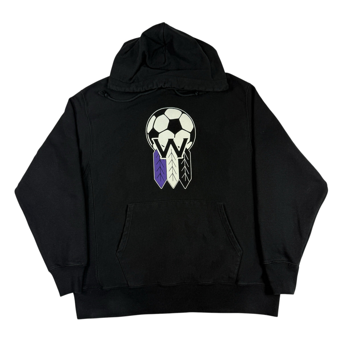 Champion リバースウィーブ サッカーボール W プリント パーカー ブラック L 正面