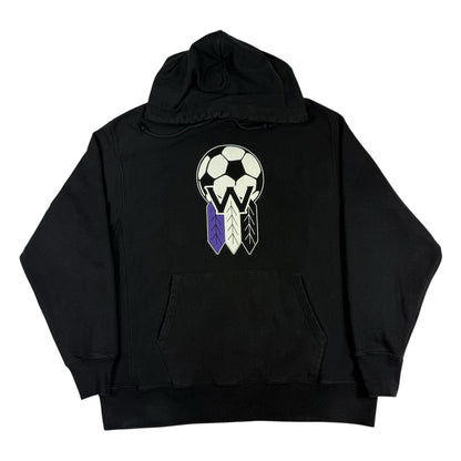 Champion リバースウィーブ サッカーボール W プリント パーカー ブラック L 正面