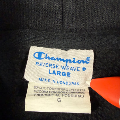 首元の Champion REVERSE WEAVE タグ LARGE MADE IN HONDURAS