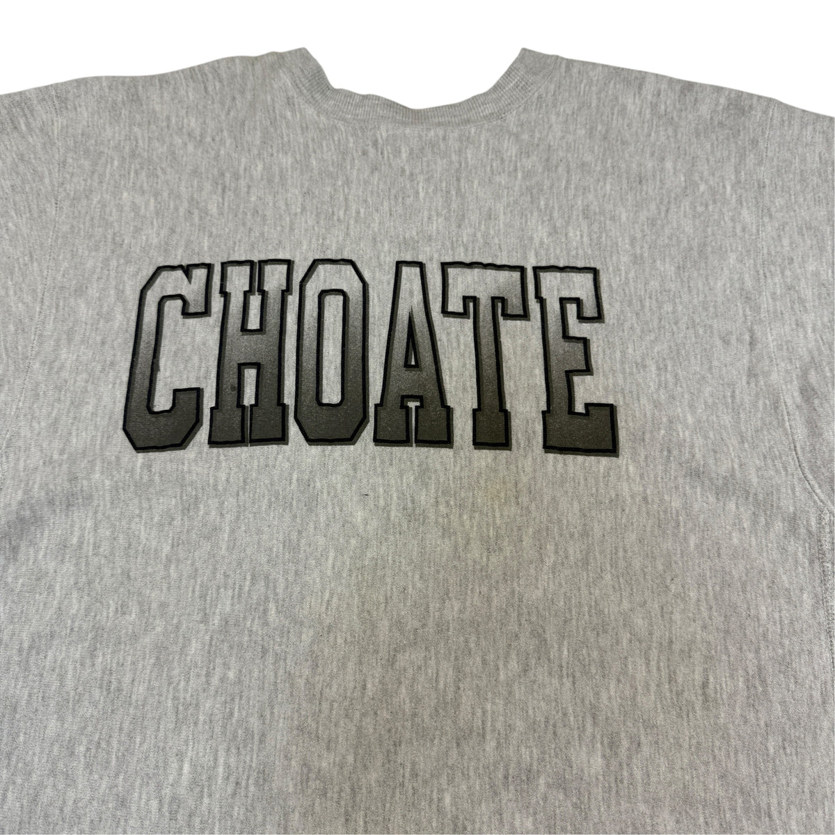 CHOATE プリントとその下の黄ばみ