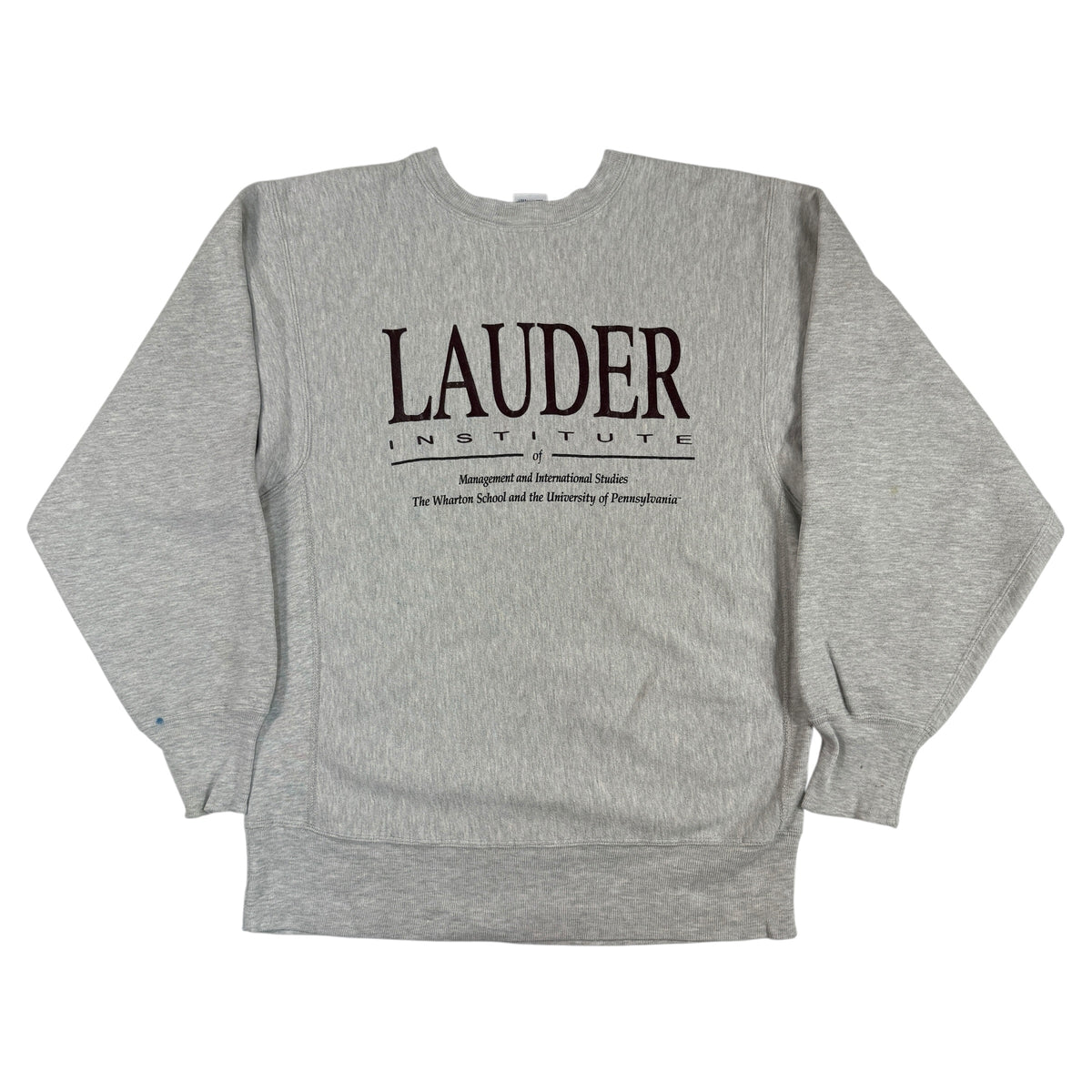 90年代 Champion リバースウィーブ LAUDER INSTITUTE グレー スウェット XL 正面全体