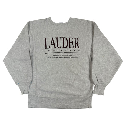90年代 Champion リバースウィーブ LAUDER INSTITUTE グレー スウェット XL 正面全体