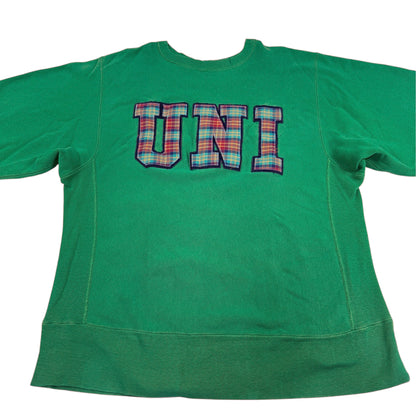 UNI チェック ワッペン グリーン スウェット 上半身