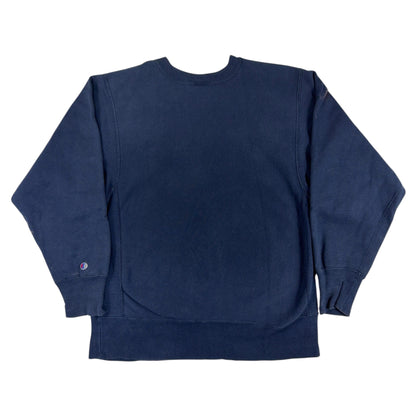 80's Champion リバースウィーブ ネイビー スウェット 背面（左袖にCロゴ）