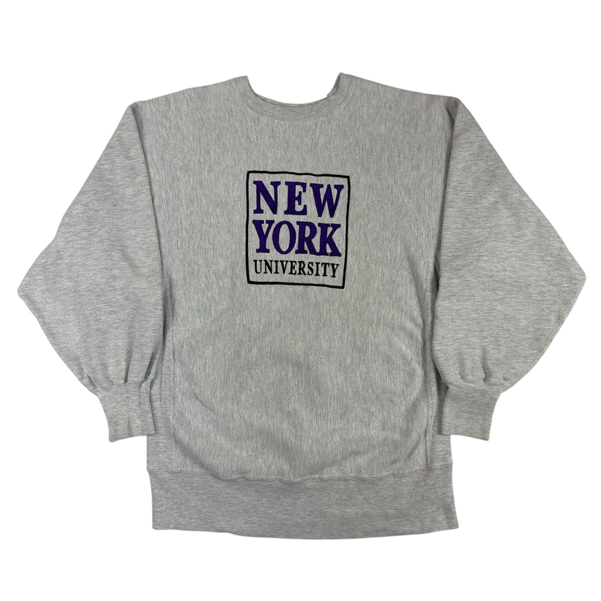 90's Champion リバースウィーブ NEW YORK UNIVERSITY 刺繍 グレー スウェット XL 正面