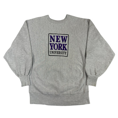 90's Champion リバースウィーブ NEW YORK UNIVERSITY 刺繍 グレー スウェット XL 正面