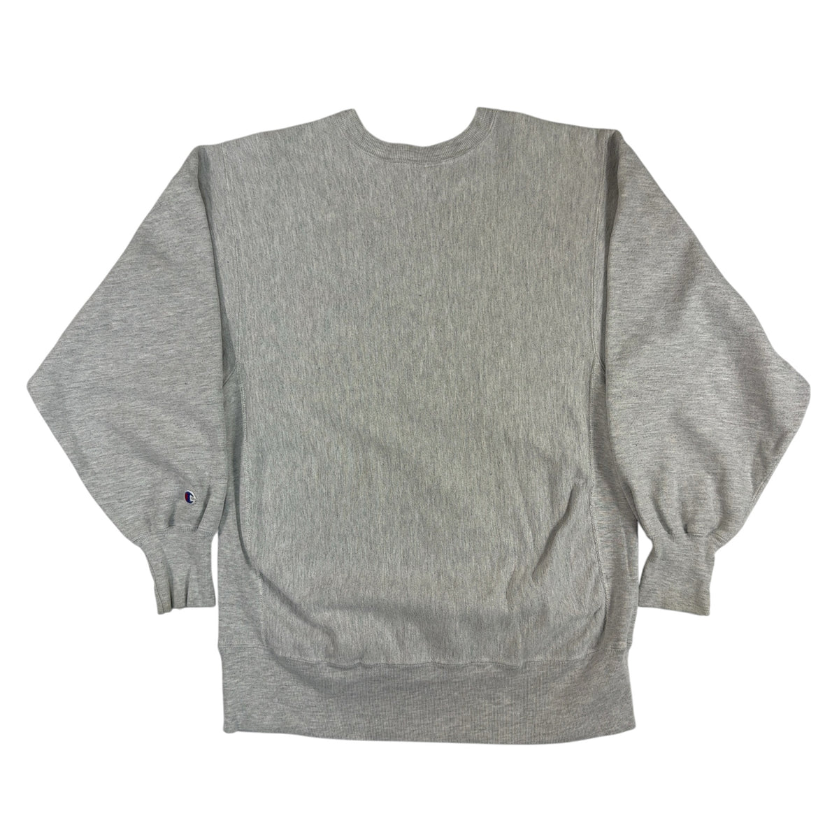 90's Champion リバースウィーブ グレー スウェット 背面（左袖にCロゴ）