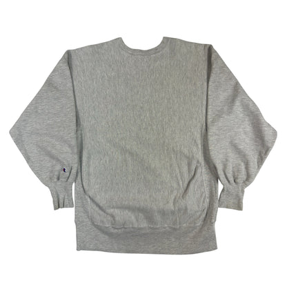 90's Champion リバースウィーブ グレー スウェット 背面（左袖にCロゴ）