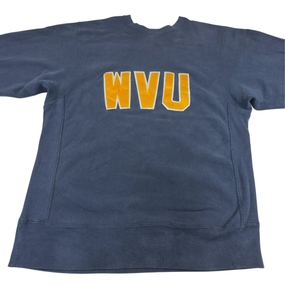 WVU ネイビー スウェット 前身頃（自然光・フェードが分かるカット）