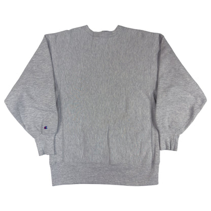 90's Champion リバースウィーブ グレー スウェット 背面（左袖にCロゴ）