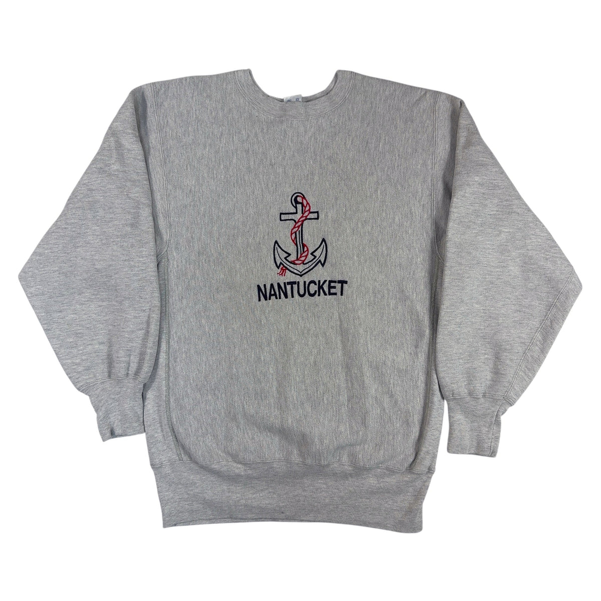 90's Champion リバースウィーブ NANTUCKET 錨 刺繍 グレー スウェット XL 正面