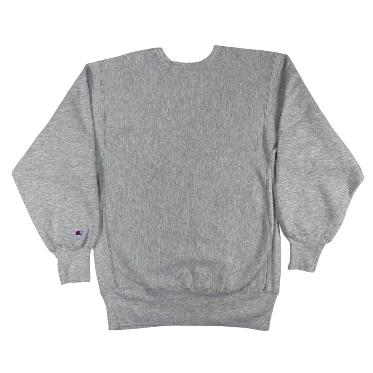 90's Champion リバースウィーブ グレー スウェット 背面（左袖にCロゴ）