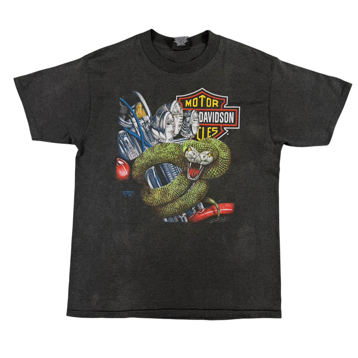 90's ハーレーダビッドソン 3D Emblem スネークTシャツ M 正面全体