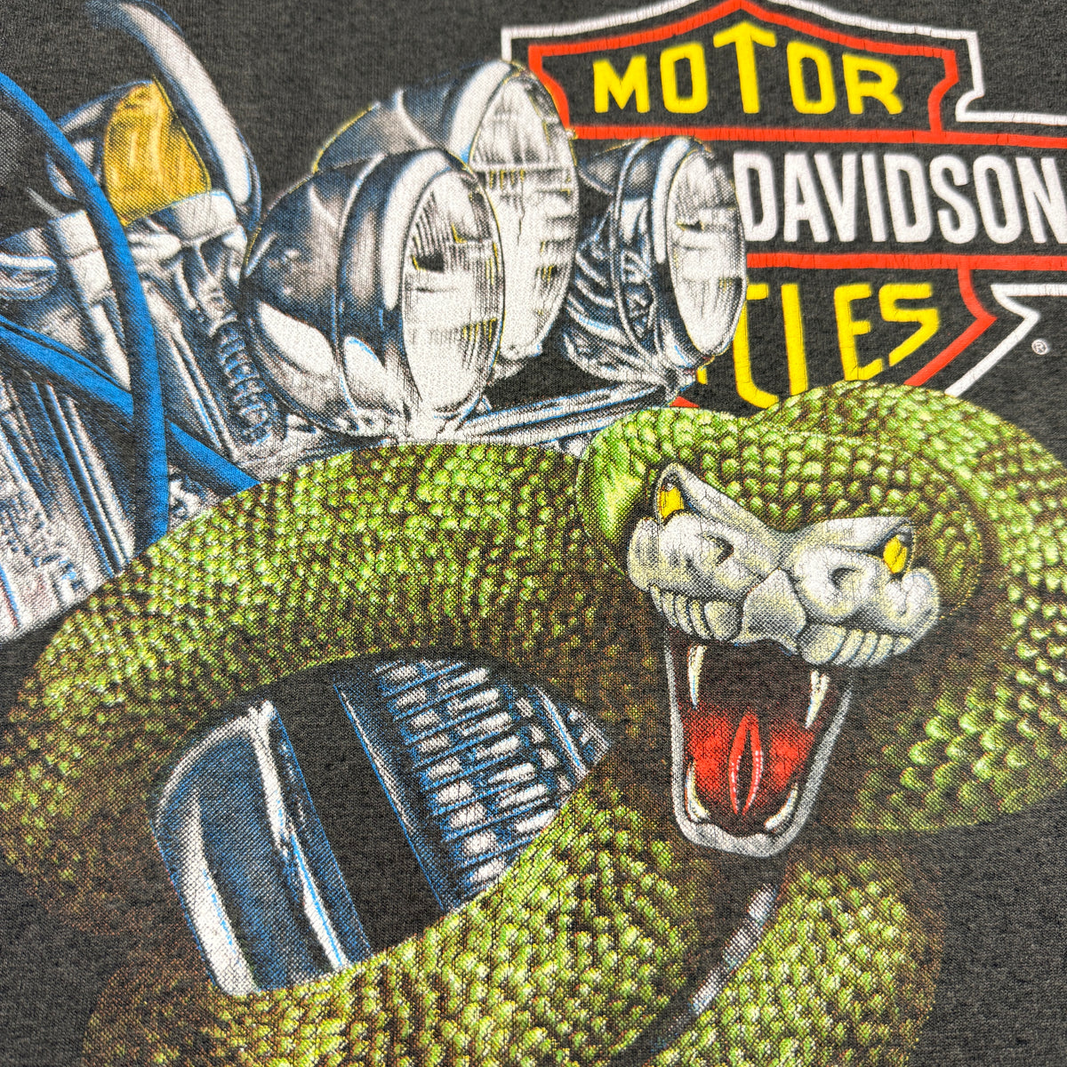 90's ハーレーダビッドソン 3D Emblem スネークTシャツ M プリント寄り スネーク