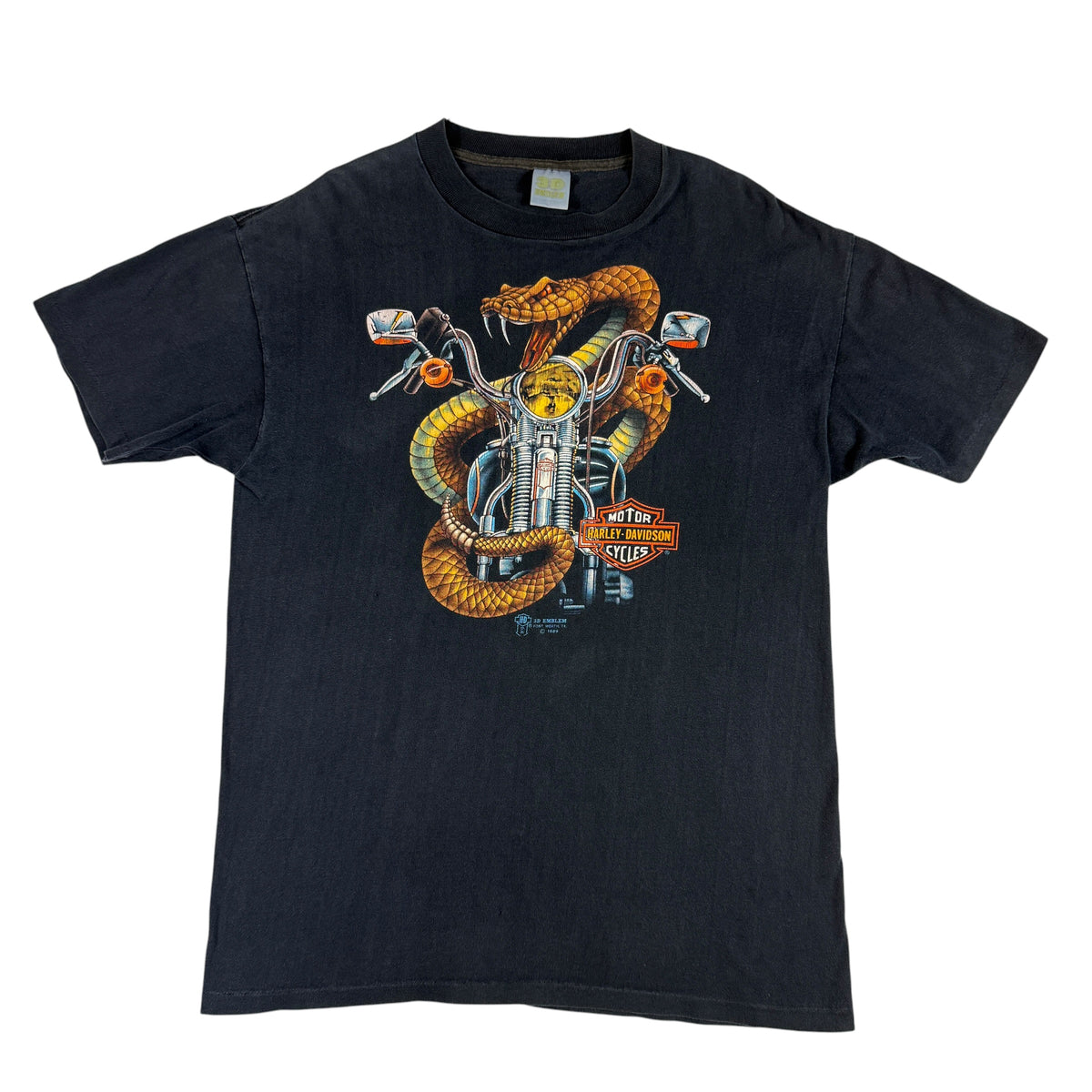 80's ハーレーダビッドソン 3D Emblem スネークTシャツ 正面全体