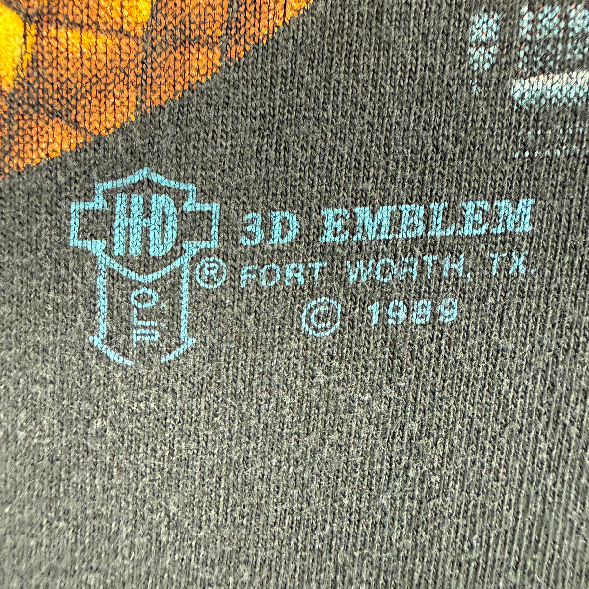 80's ハーレーダビッドソン 3D Emblem スネークTシャツ 背面©1989プリント